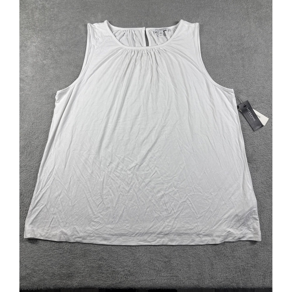 NWT Liverpool Los Angeles Women's Basic Crew Neck Sleeveless Tank White Size XL